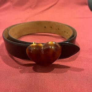 Moschino Dark Brown Belt with Heart Buckle